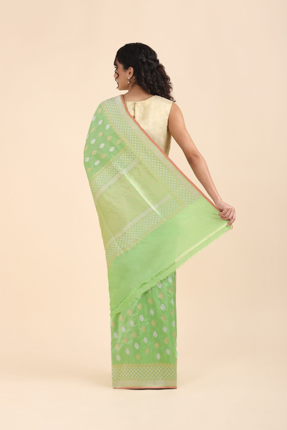 Light Green Pure Silk Banarasi Saree image number null
