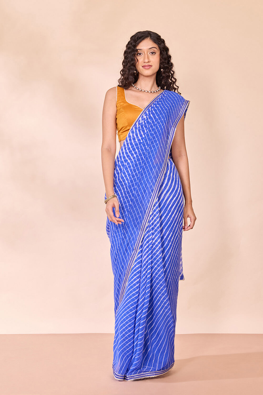 Blue Rajasthan Pure Silk Georgette Leheriya Saree image number null