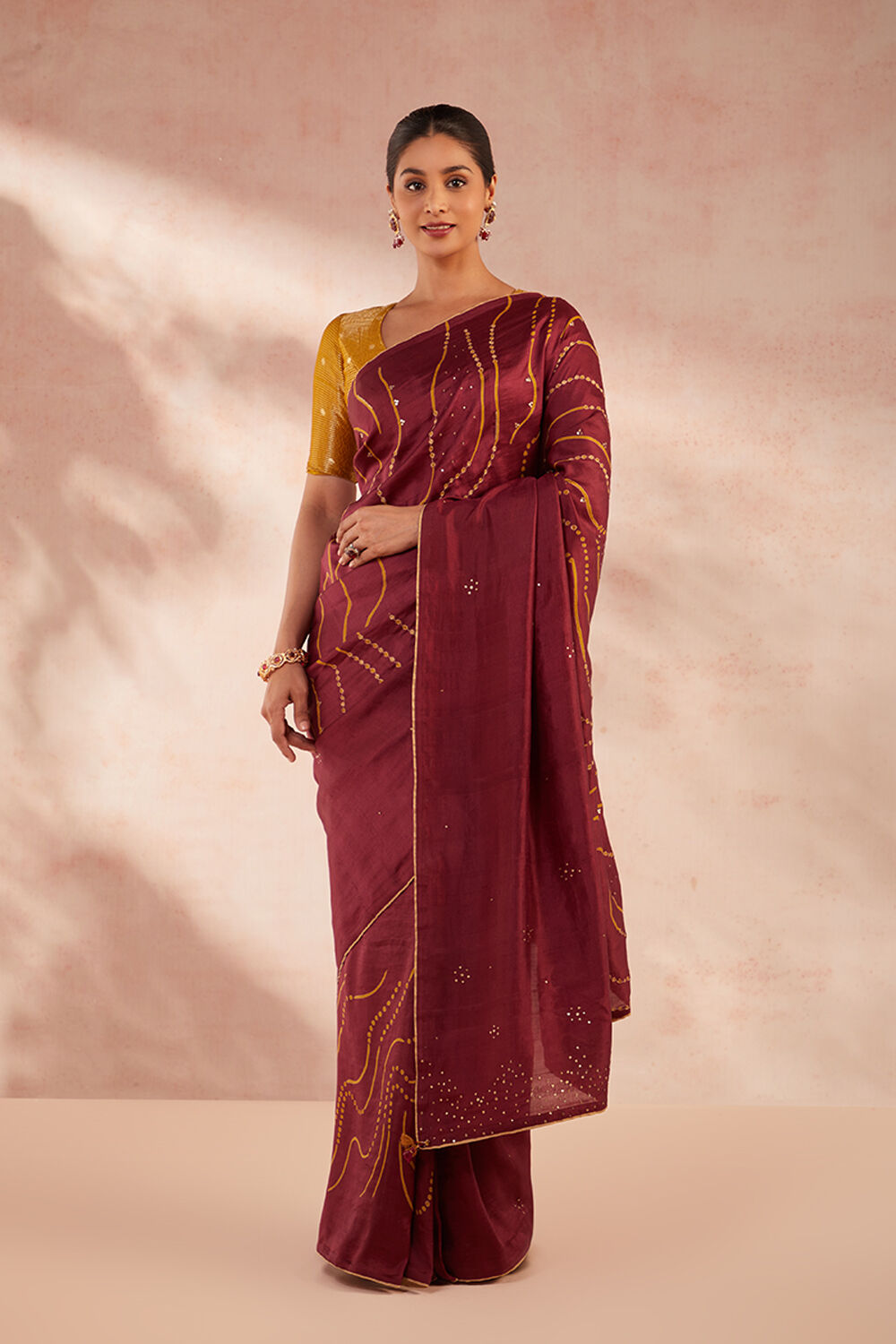 Pink Pure Silk Hand Painted Saree image number null
