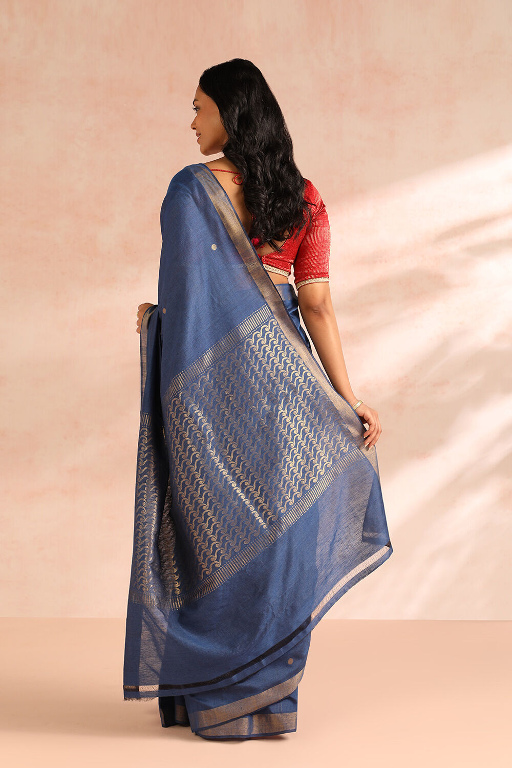 Blue Woven Chattisgarh Pure Tussar Silk Saree image number null