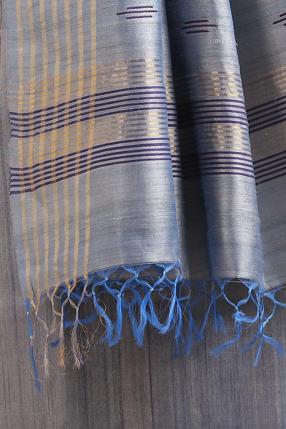 Grey Pure Tussar Bhagalpuri Saree image number null