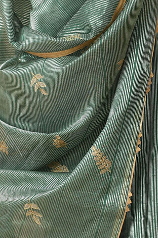 Dark Green Pure Tissue Silk Embroidered Saree thumbnail image number null