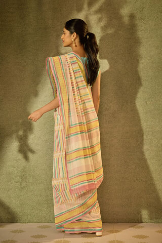Off White Rajasthan Pure Silk Cotton Printed Sanganeri Saree thumbnail image number null