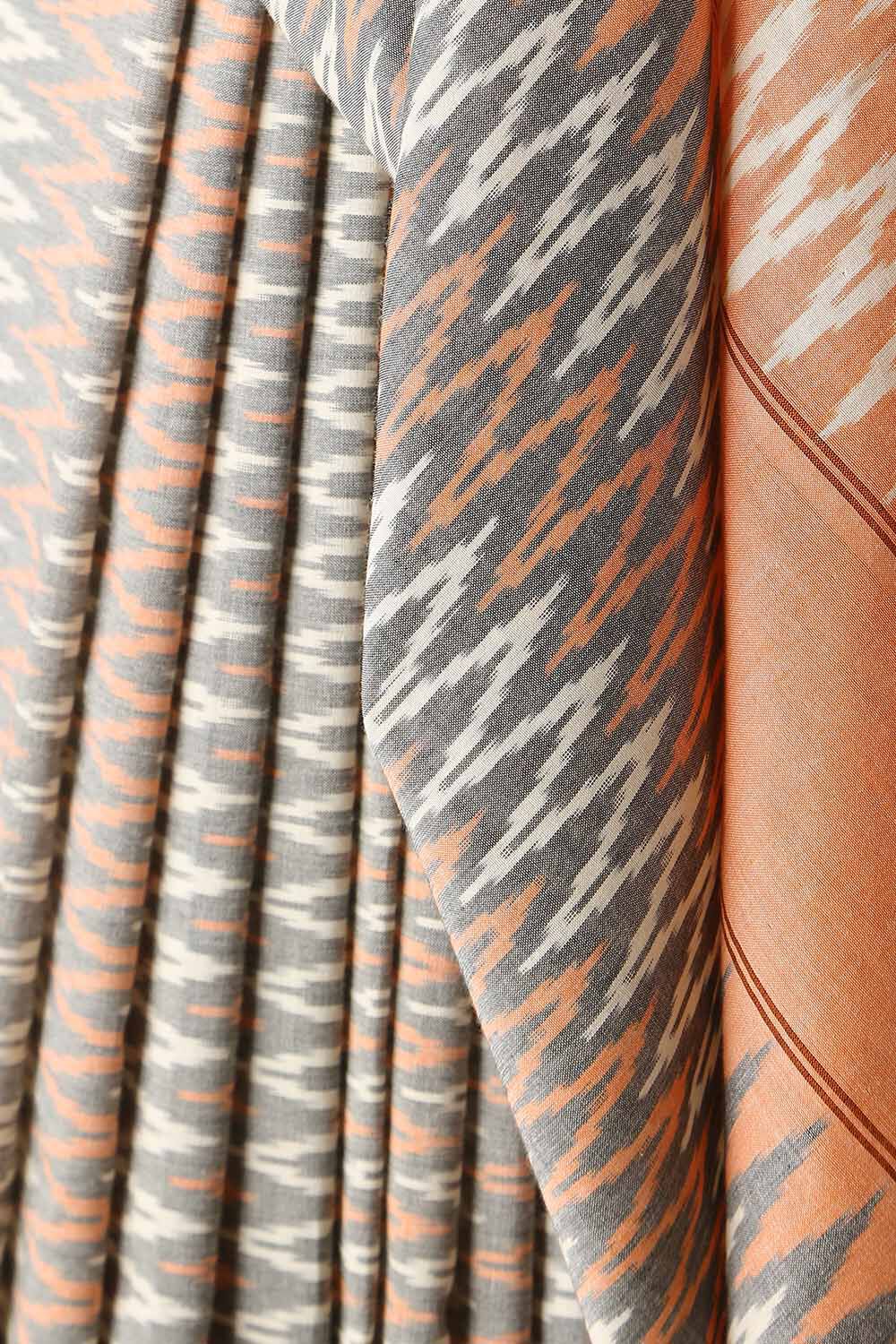Grey Pure Cotton Pochampalli Ikat Saree image number null