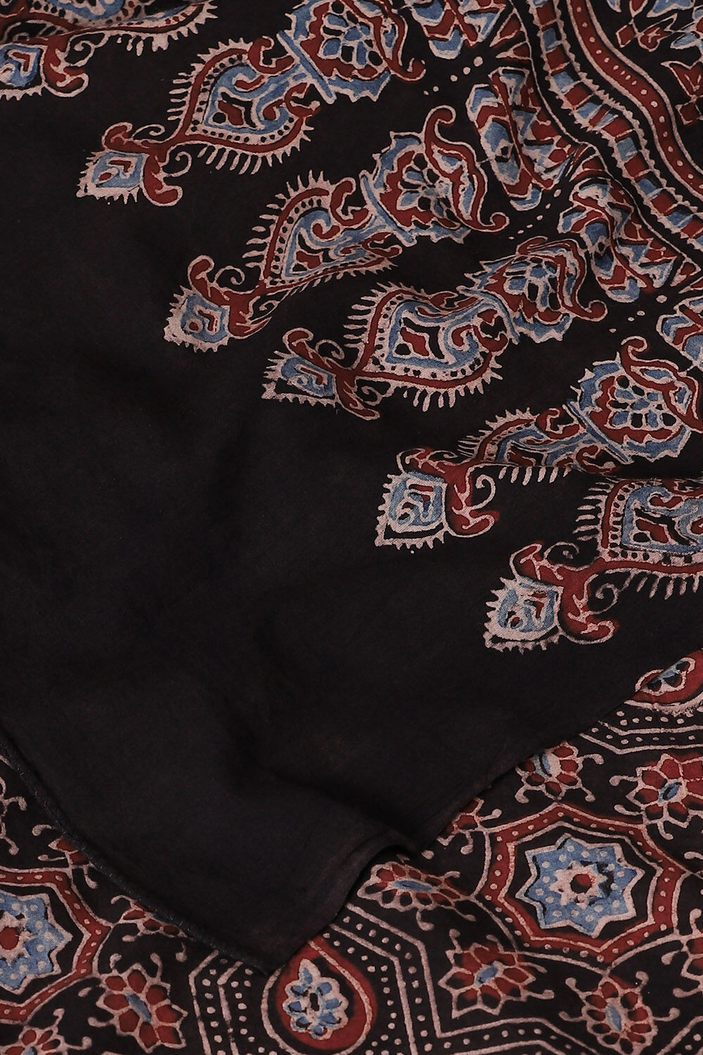 Black Pure Cotton Ajrakh Printed Saree image number null