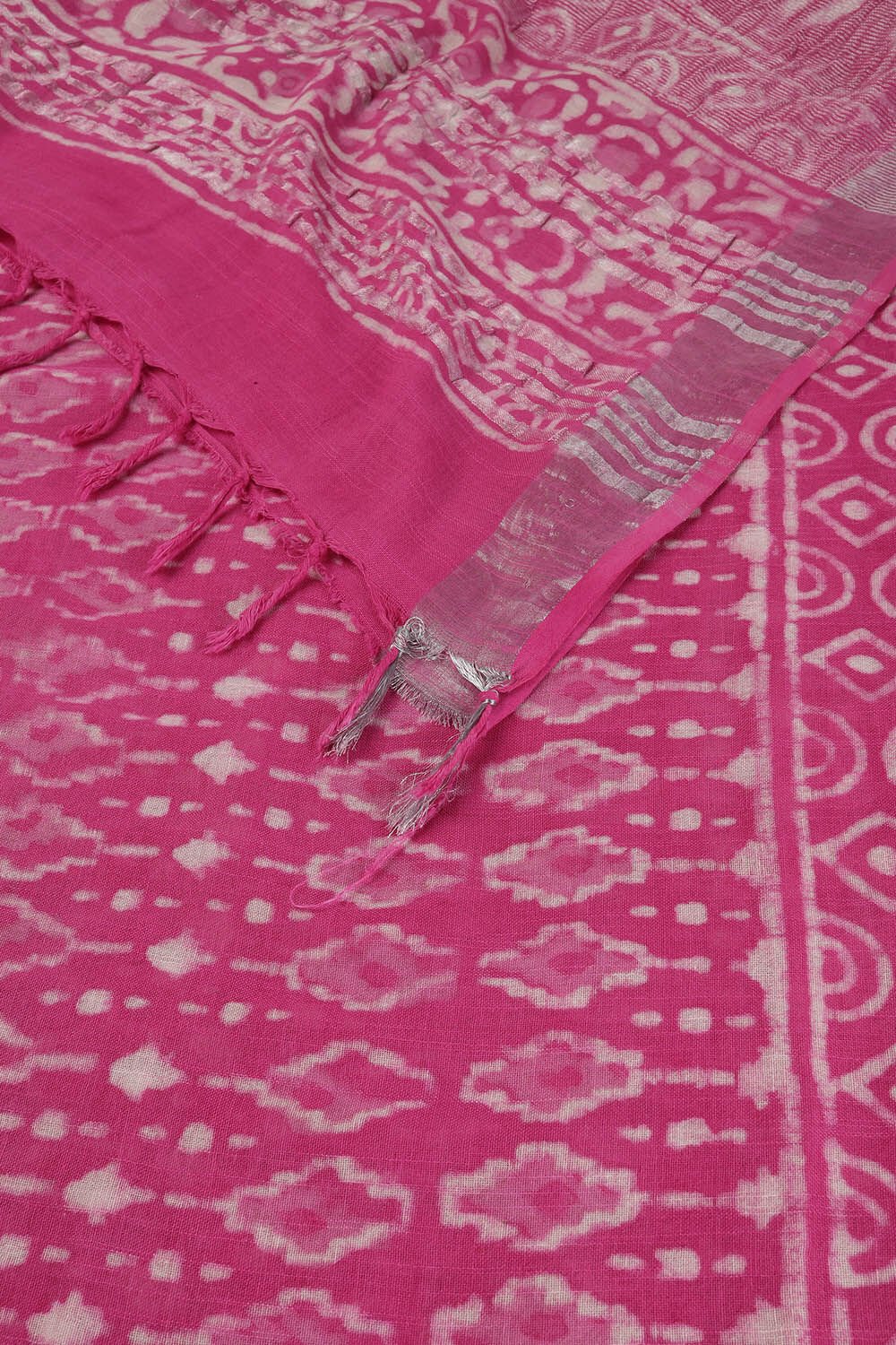 Light Pink Cotton Viscose Rajasthan Block Printed Saree image number null