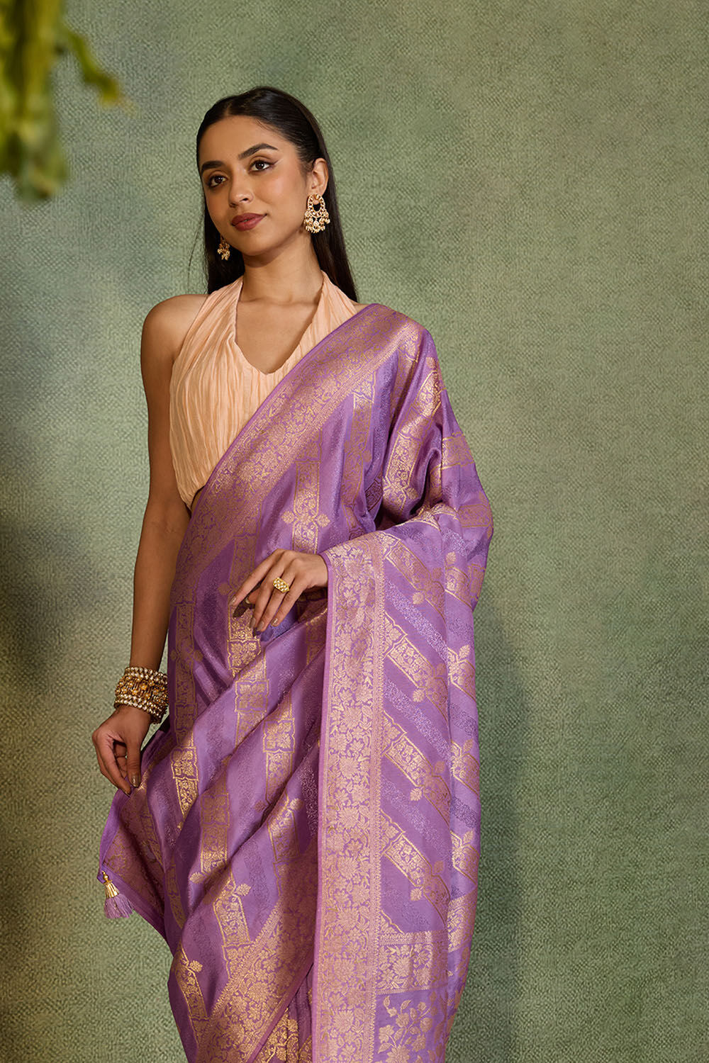 Violet Woven Pure Viscose Saree image number null