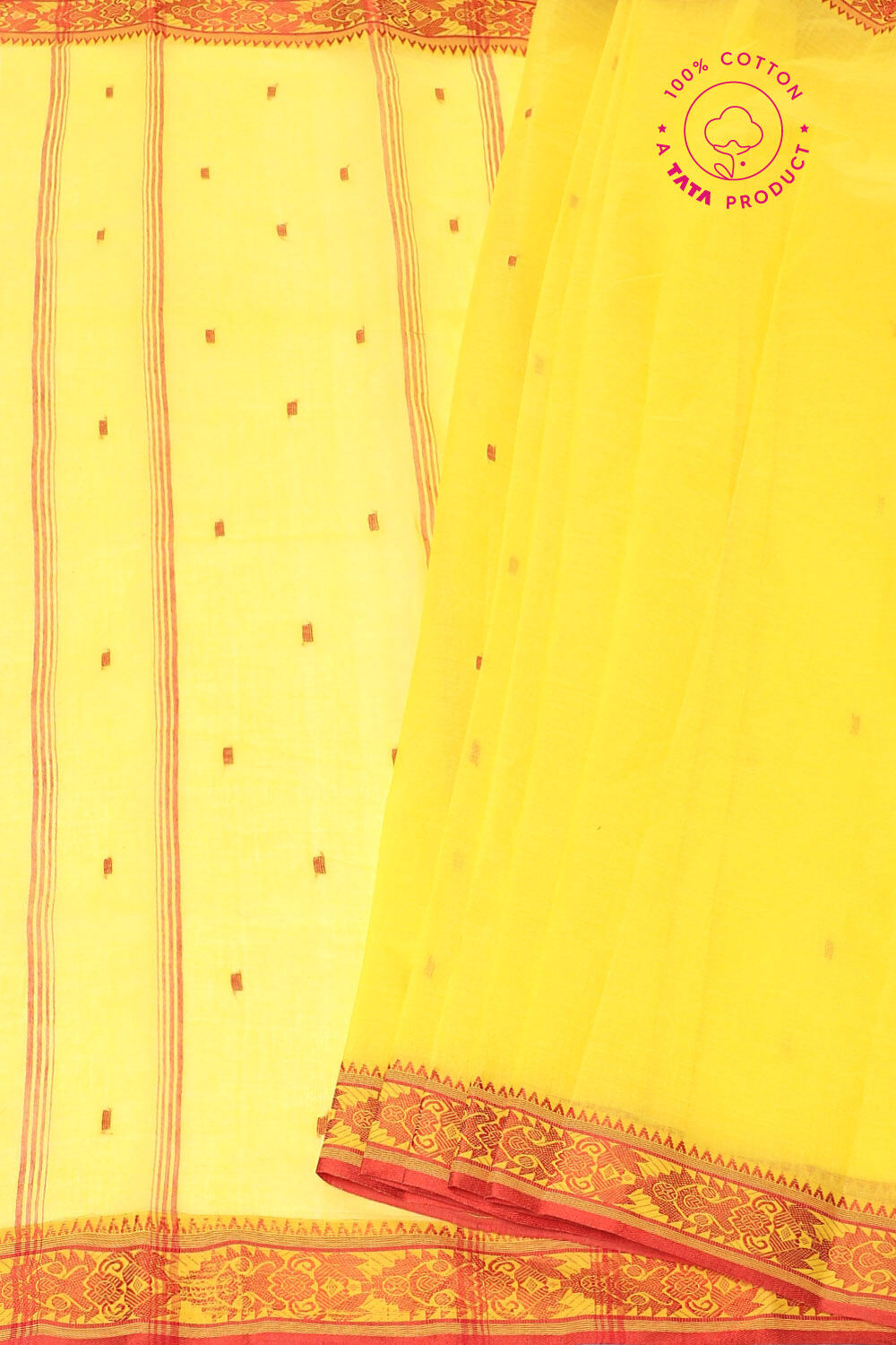 Yellow Pure Cotton Bengal Saree image number null