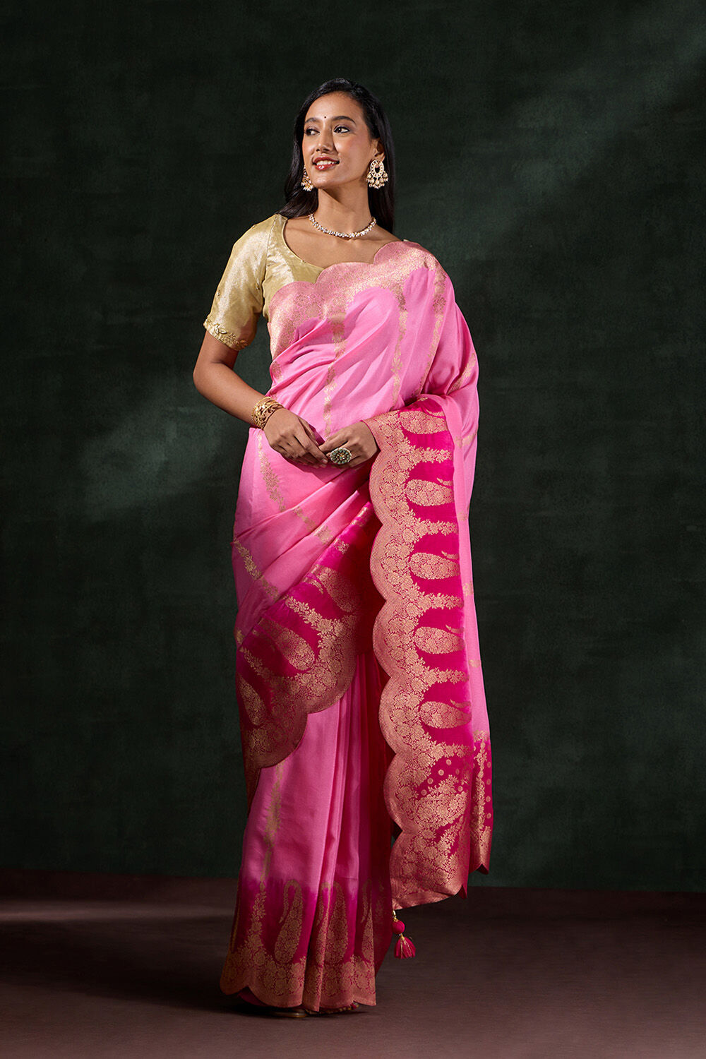Light Pink Woven Viscose Saree image number null