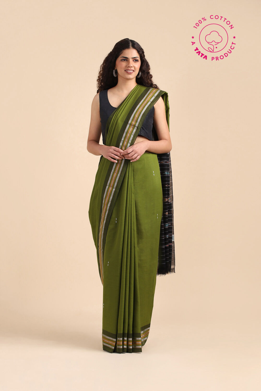 Green Pure Cotton Odissa Ikat Saree image number null