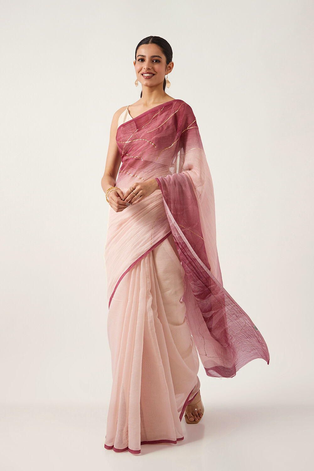 Pink Pure Silk Cotton Digital Printed Saree image number null