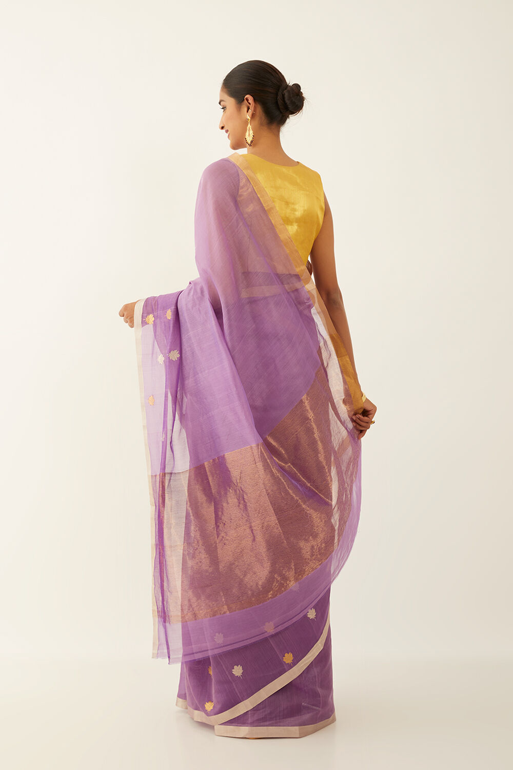 Purple Pure Silk Cotton Chanderi Saree image number null