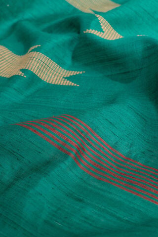 Dark Green Bhagalpur Woven Pure Tussar Silk Saree thumbnail image number null