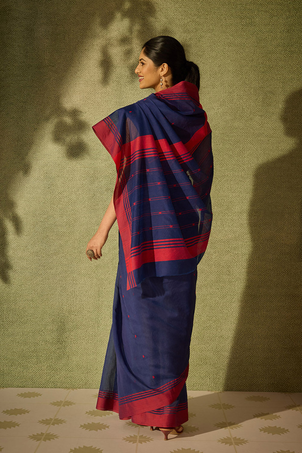 Dark Blue Woven Pure Silk Cotton Chanderi Saree image number null