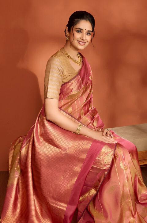 Brown Woven Apsara Silk Viscose Saree