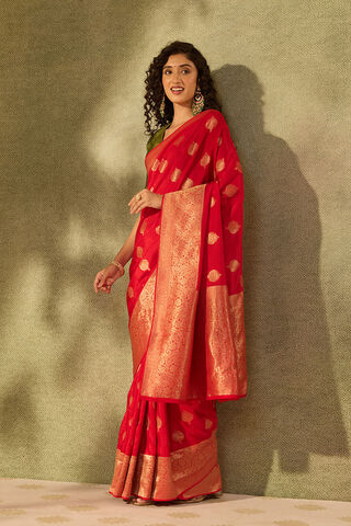 Red Pure Viscose Woven Saree thumbnail image number null
