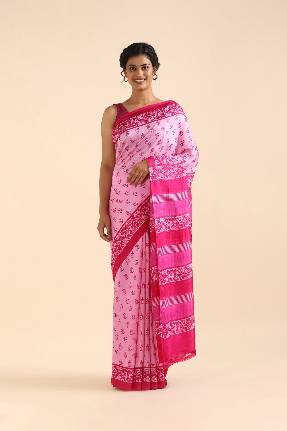 Pink Pure Silk Printed Saree image number null