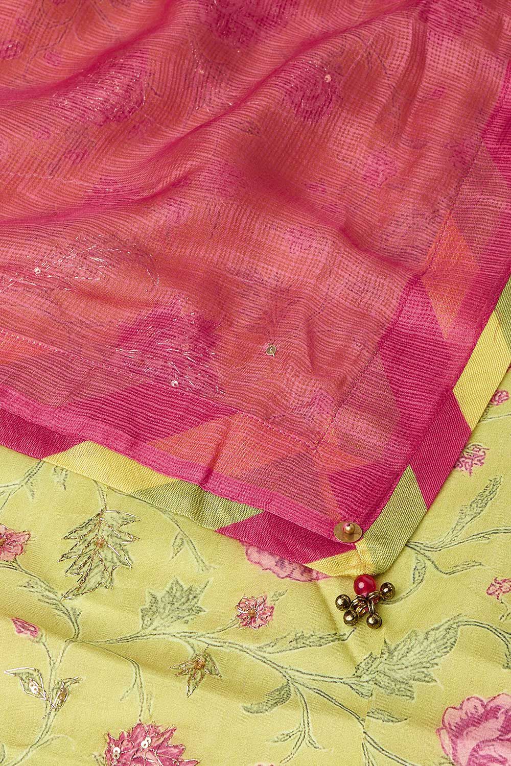 Green Pure Silk Kota Sequin Saree image number null