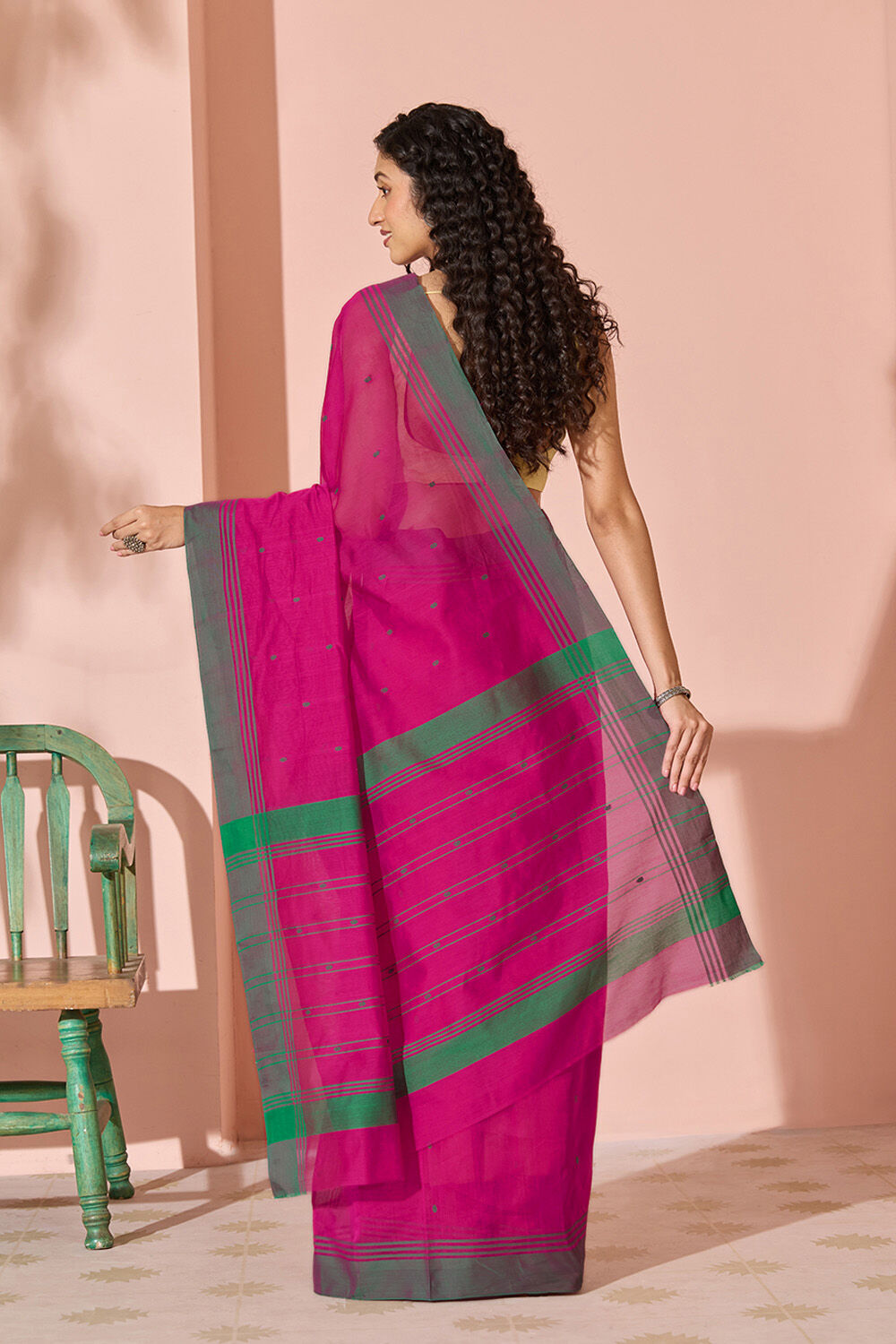 Dark Pink Woven Pure Silk Cotton Chanderi Saree image number null