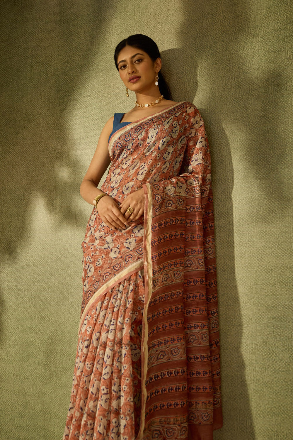 Brown Rajasthan Pure Silk Cotton Printed Sanganeri Saree image number null