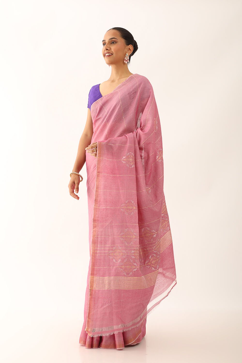 Light Pink Chattisgarh Pure Tussar Silk Woven Saree image number null