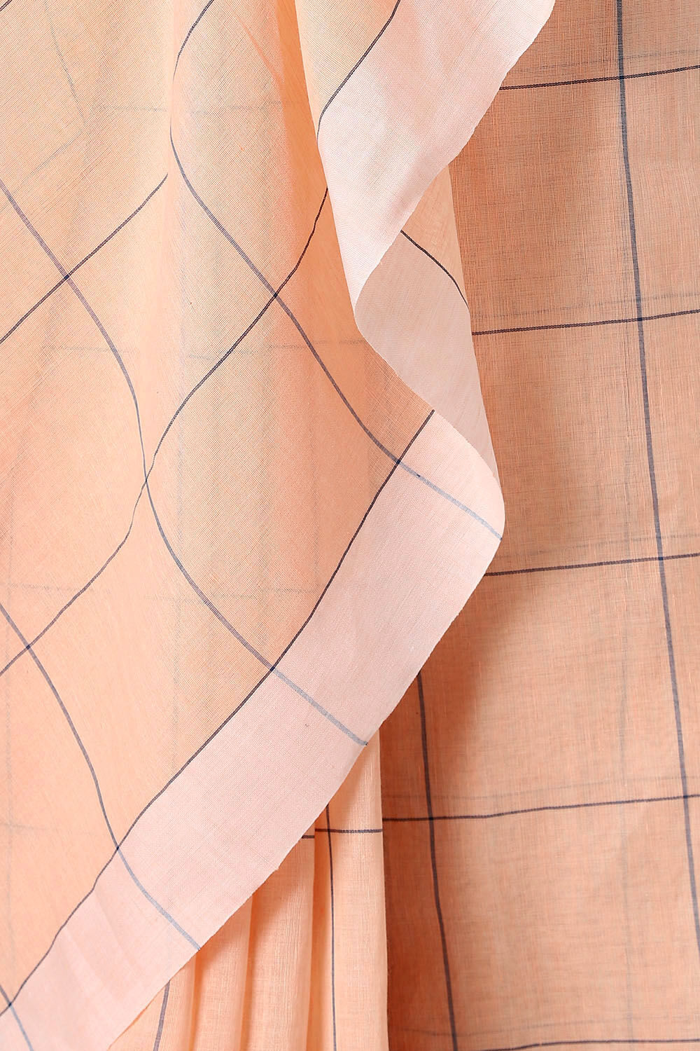 Light Orange Pure Cotton Linen Bengal Saree image number null