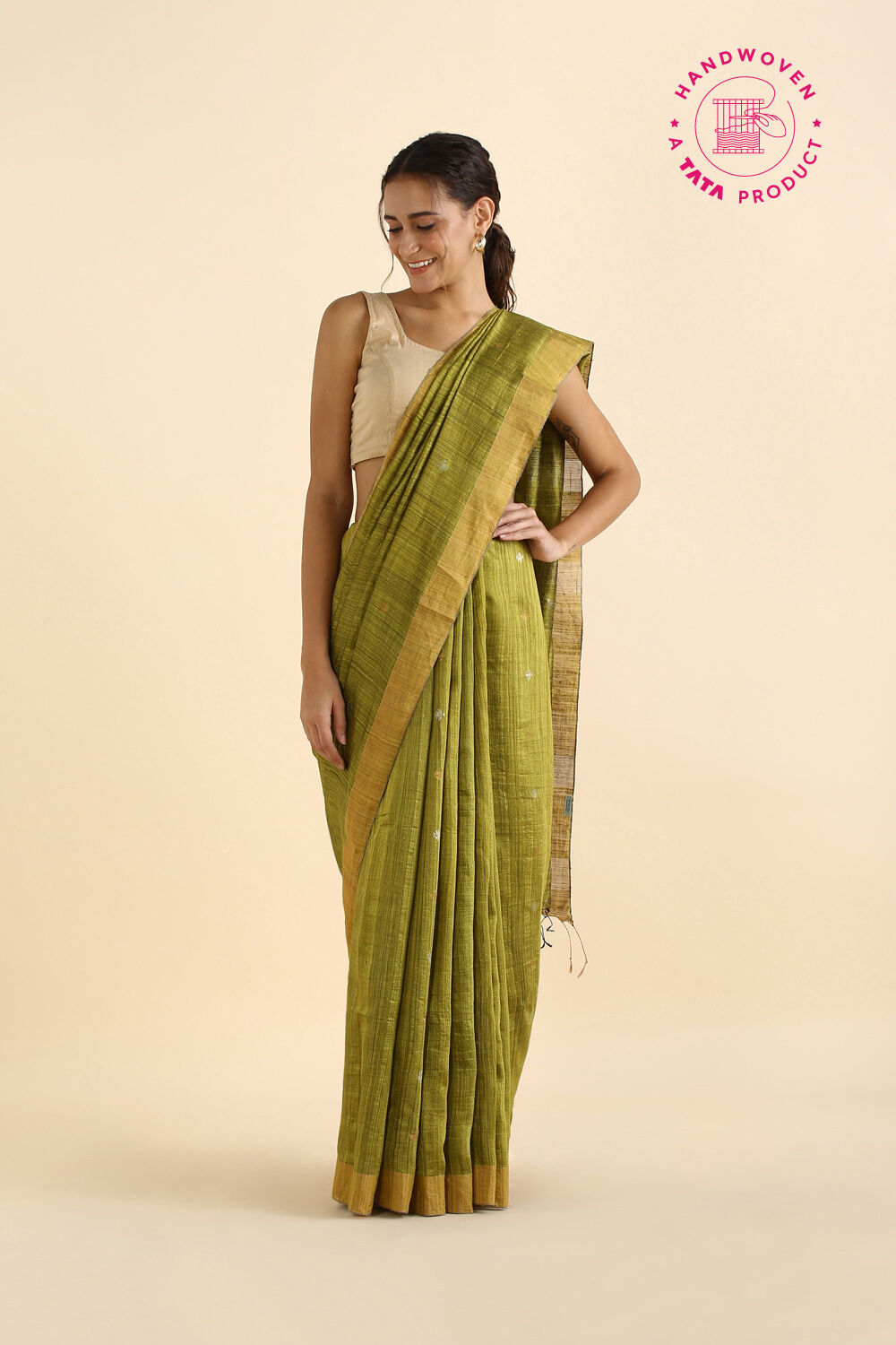 Dark Green Pure Silk Vanya Jamdani Saree image number null