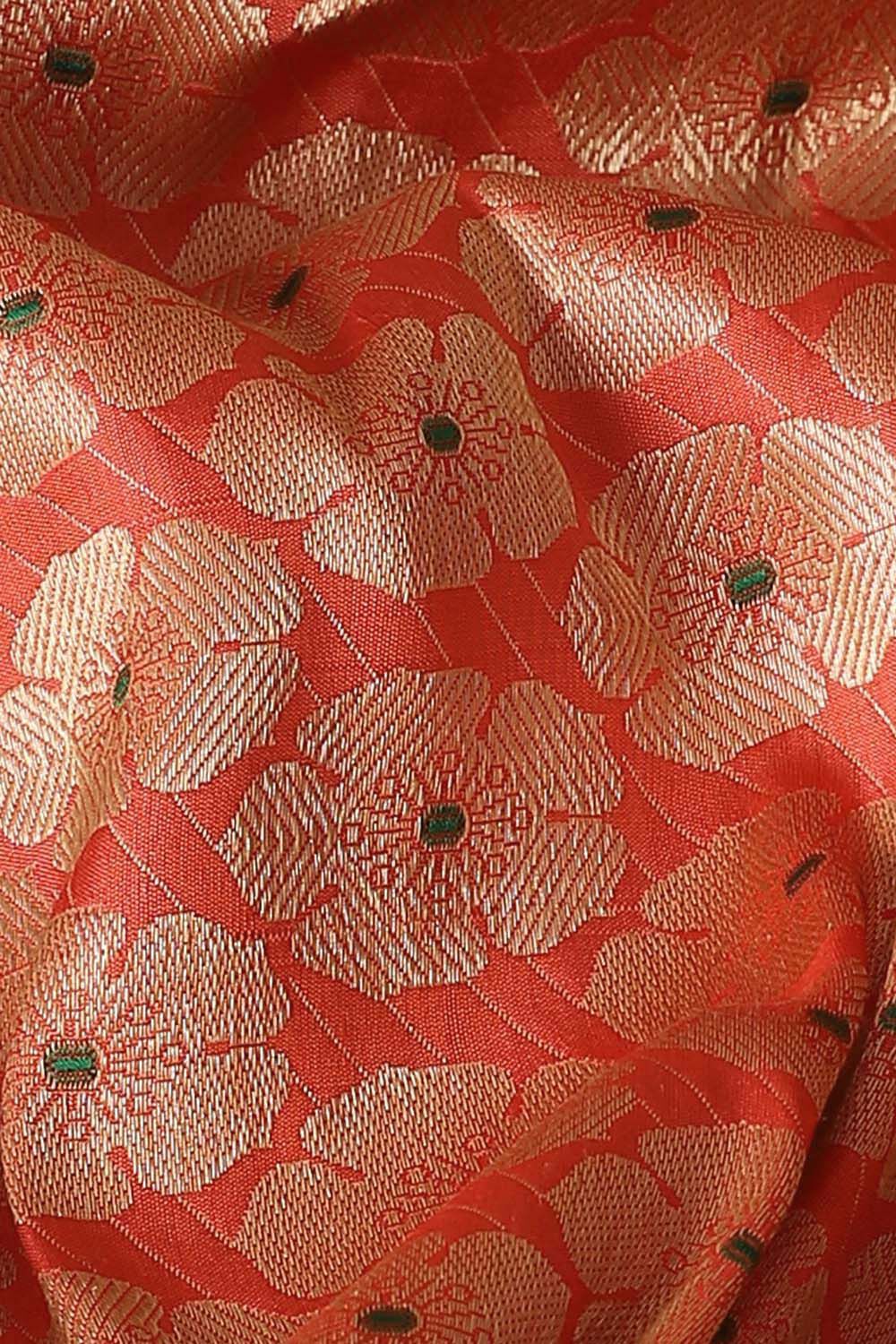 Light Orange Pure Silk Banarasi Brocade Saree image number null