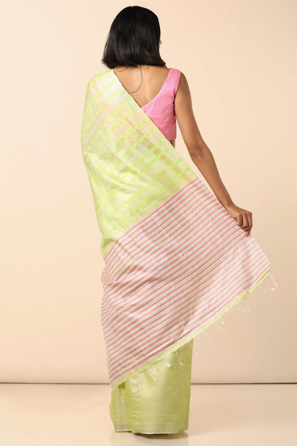 Light Green Pure Tussar Silk Woven Saree image number null