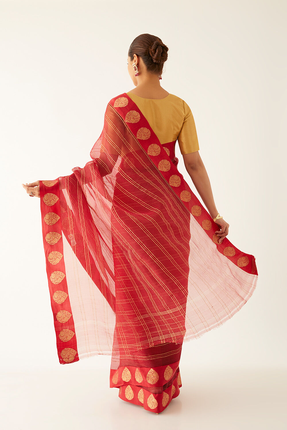 Dark Red Pure Organza Banarasi Saree image number null