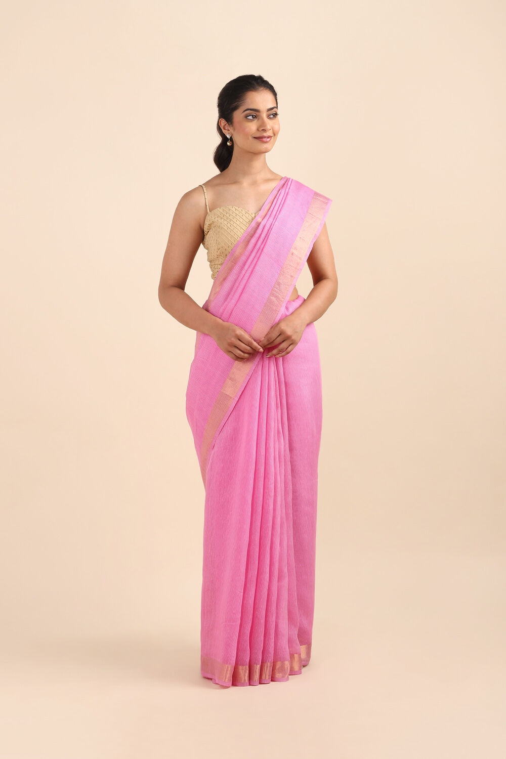 Pink Pure Silk Woven Saree image number null
