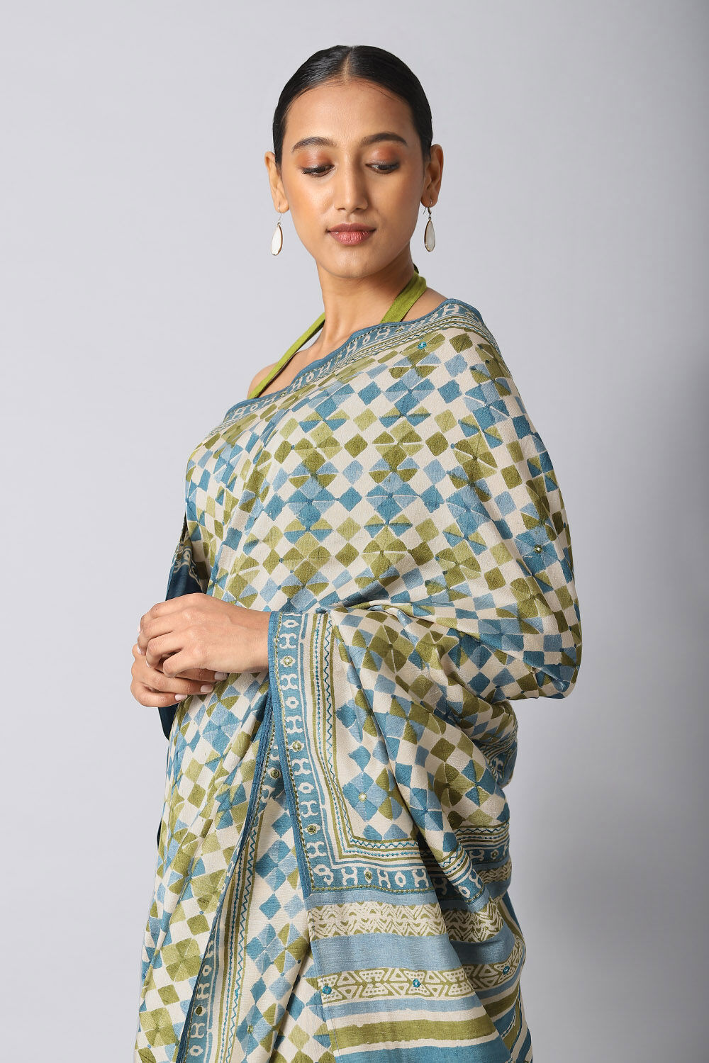Blue-Green Pure Luxe Vegan Saree image number null
