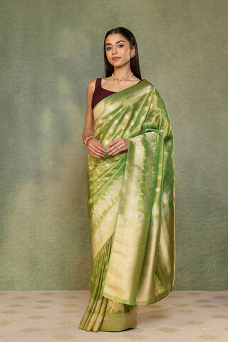 Green Woven Viscose Tissue Saree thumbnail image number null