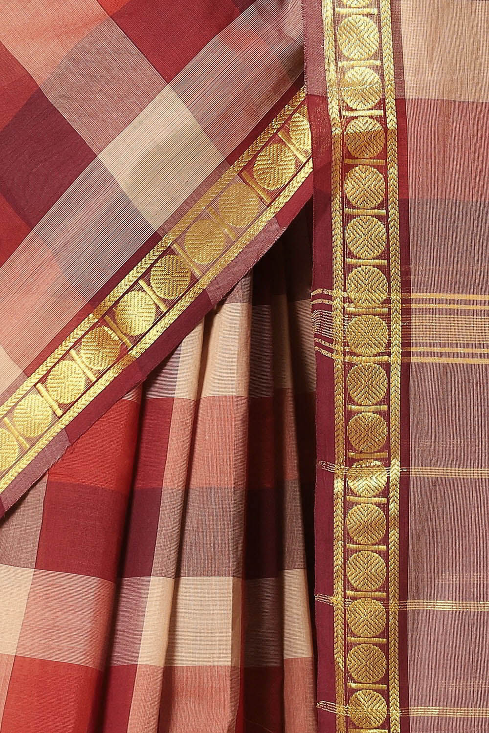 Red Pure Cotton Chettinad Saree image number null