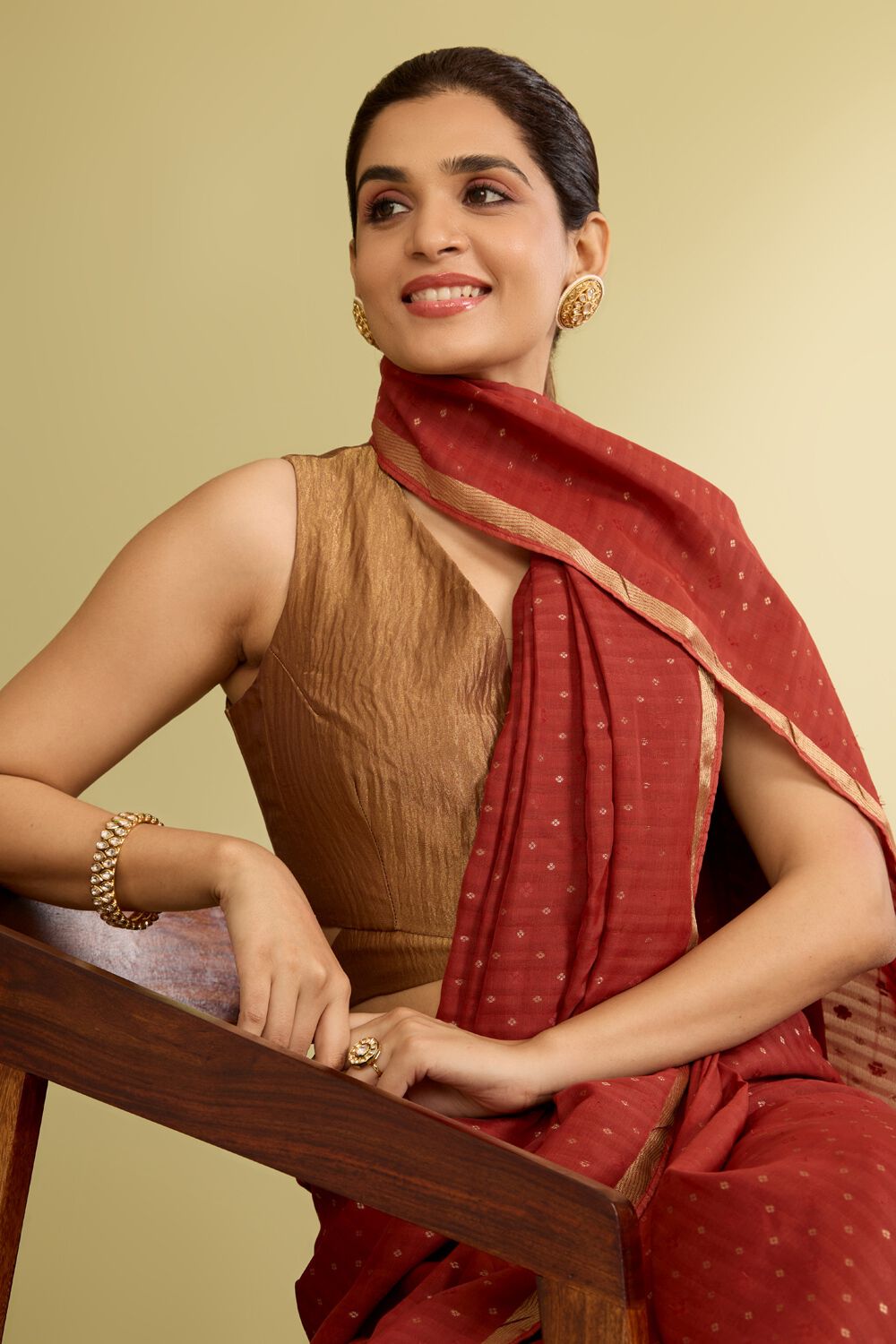 Brown Woven Tissue Blouse image number null