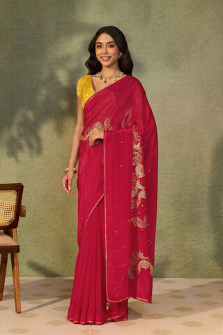 Red Gopalpur Pure Viscose Embroidered Saree thumbnail image number null