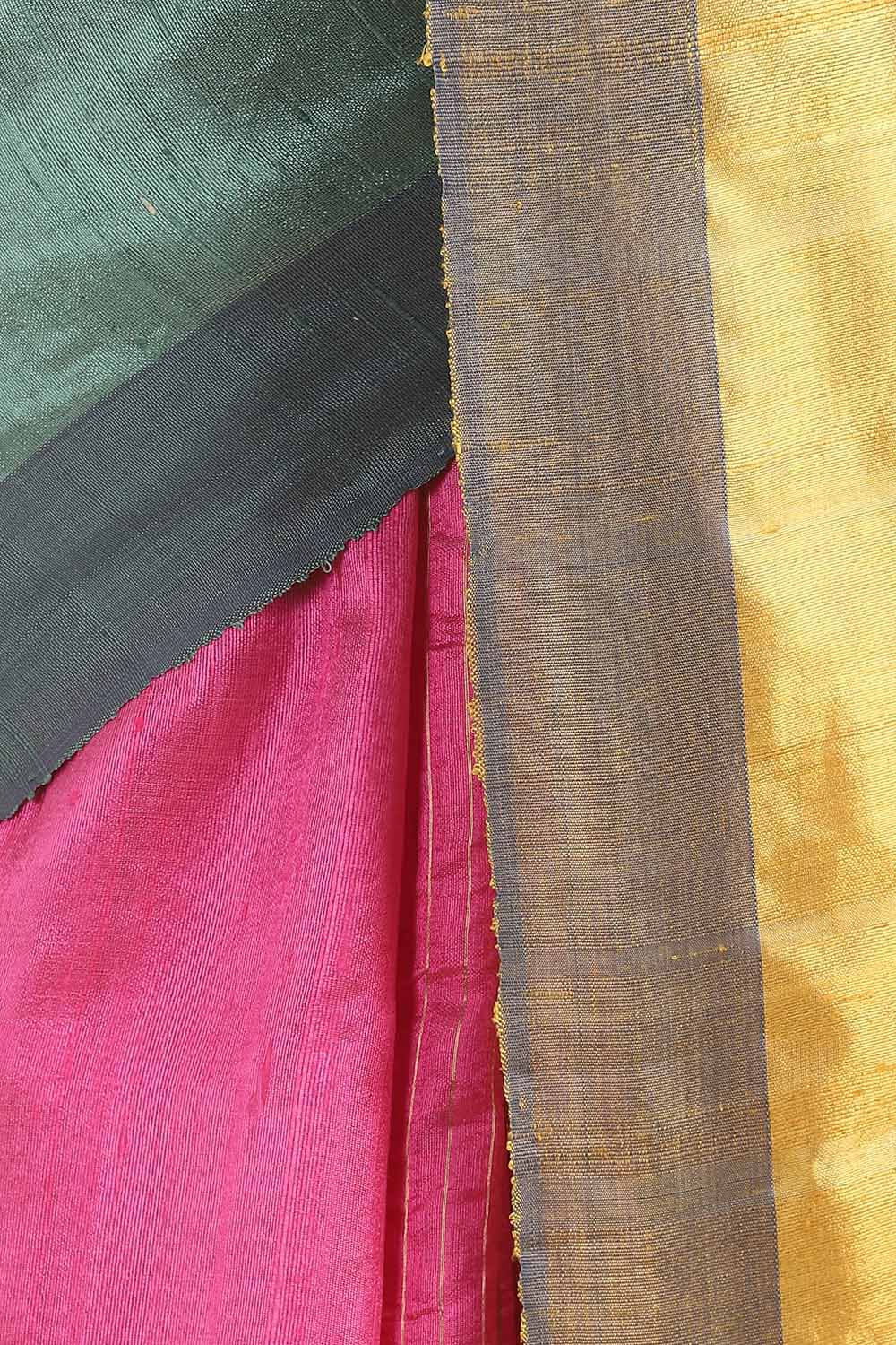 Green Pure Tussar Silk Bhagalpuri Saree image number null
