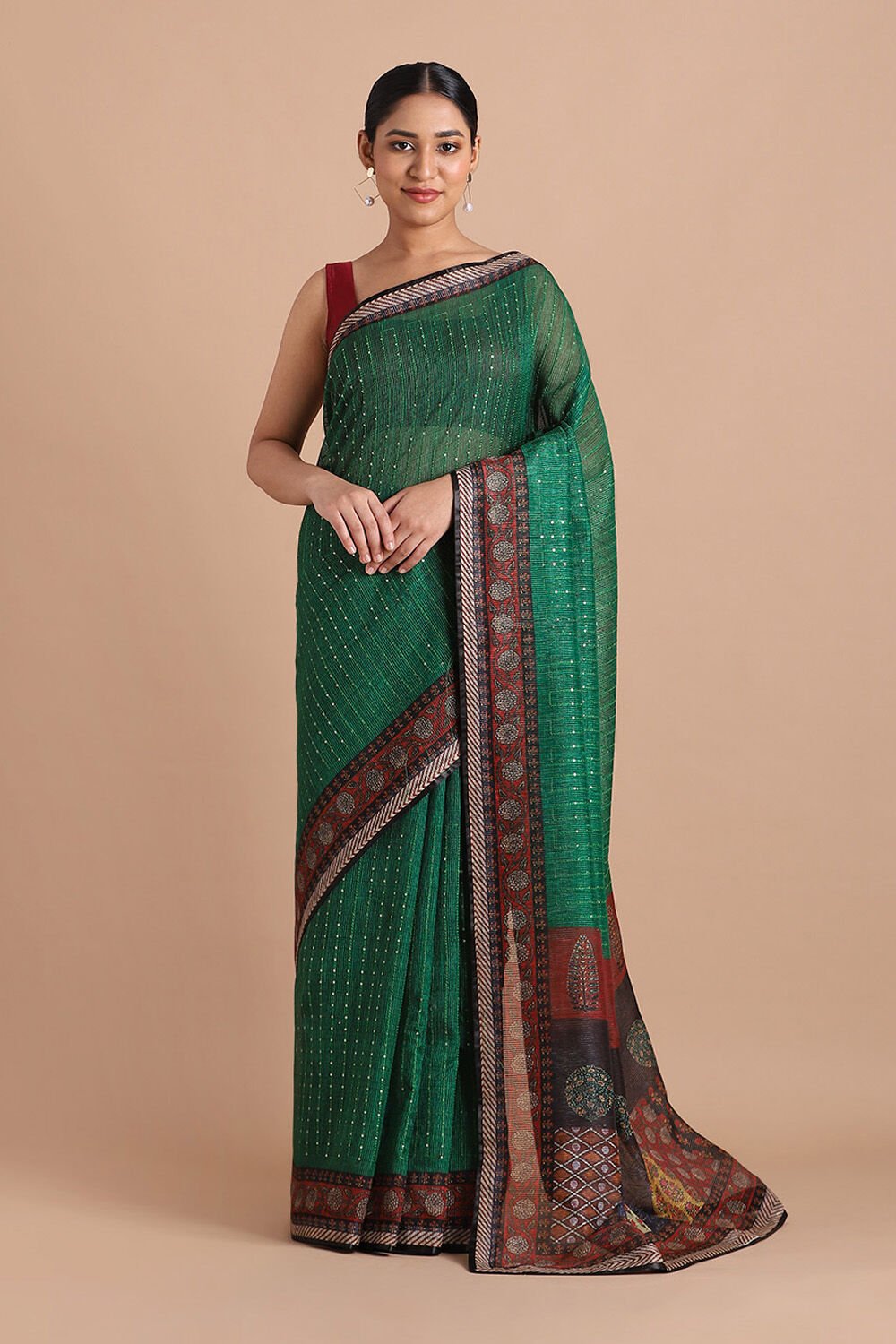 Green Pure Embroidered Saree image number null