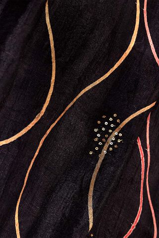 Black Hand Painted Silk Saree thumbnail image number null