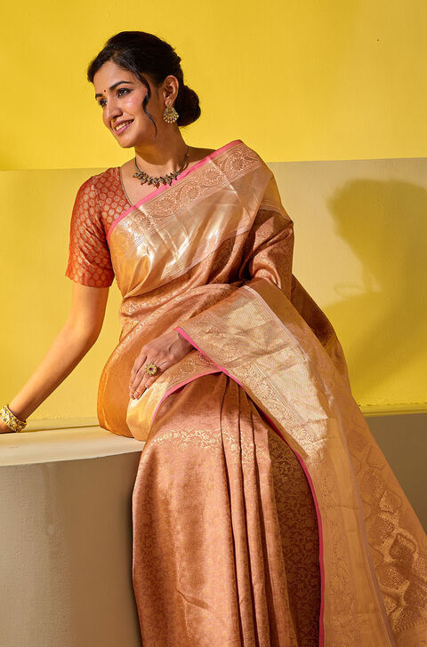 Brown Woven Silk Viscose Saree