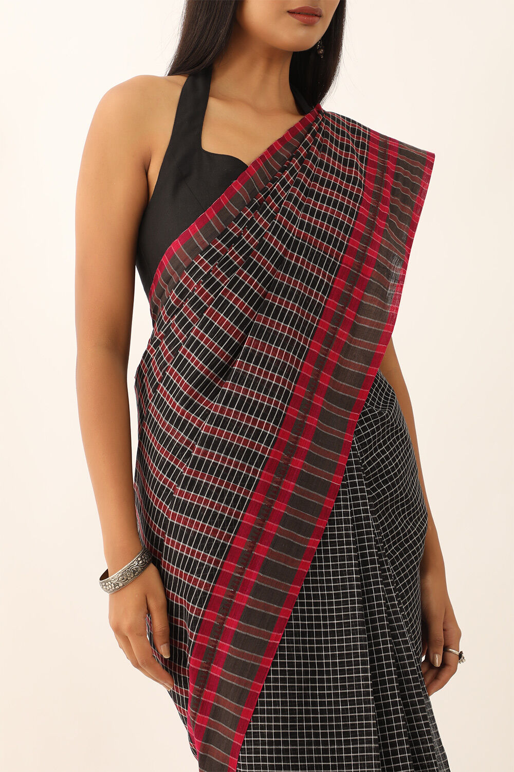 Black Pure Cotton Woven Narayanpet Saree image number null