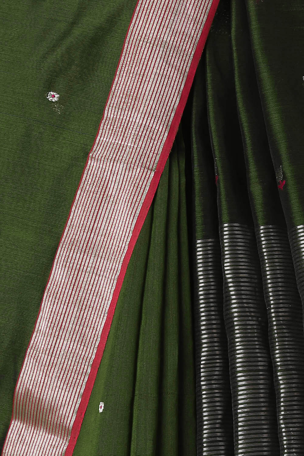 Dark Green Pure Silk Cotton Chanderi Saree image number null