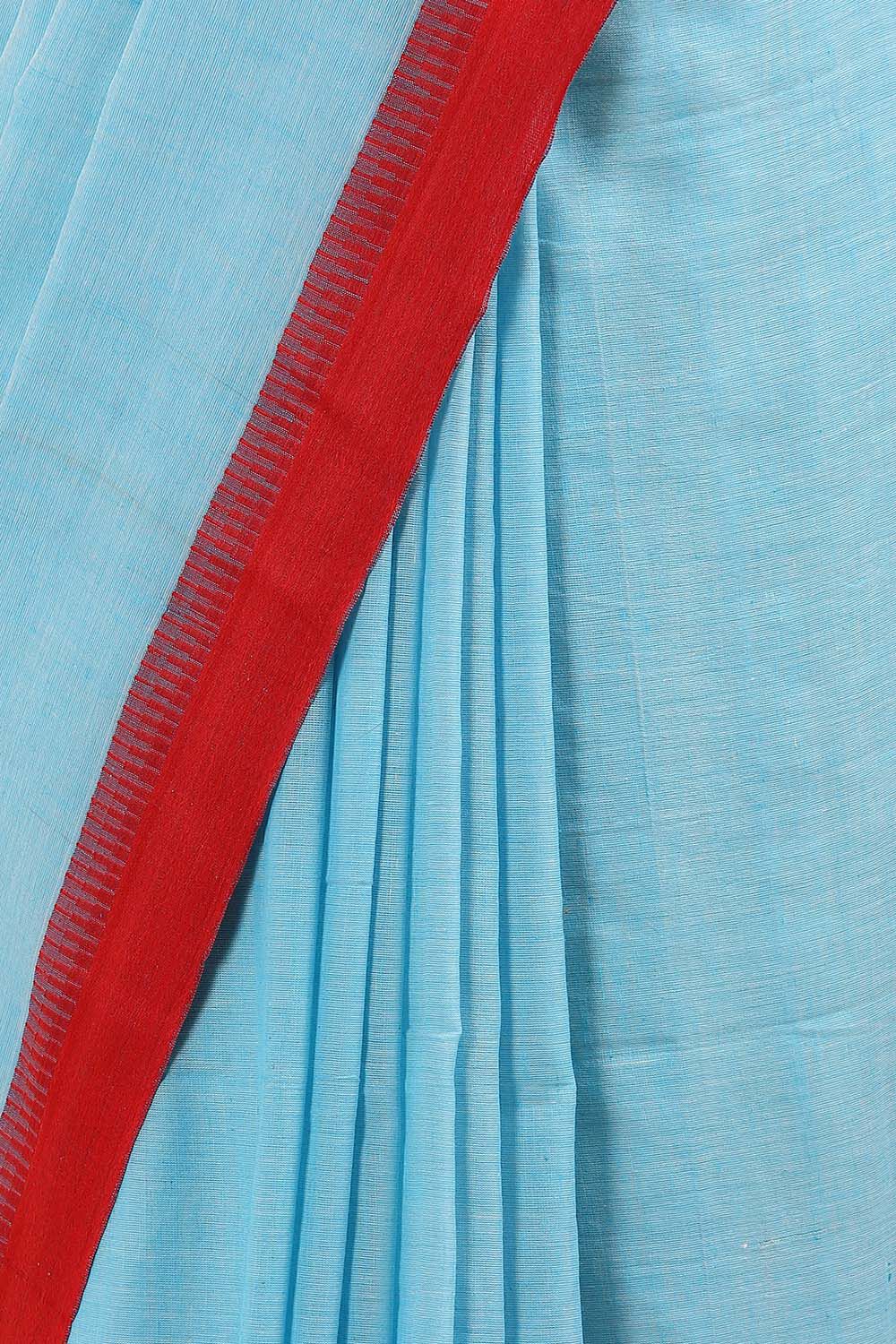 Light Blue Pure Cotton Bengal Saree image number null