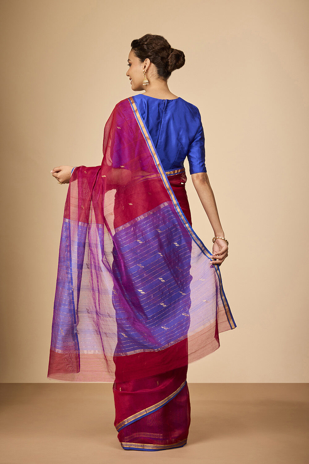 Red Woven Pure Silk Cotton Chanderi Saree image number null