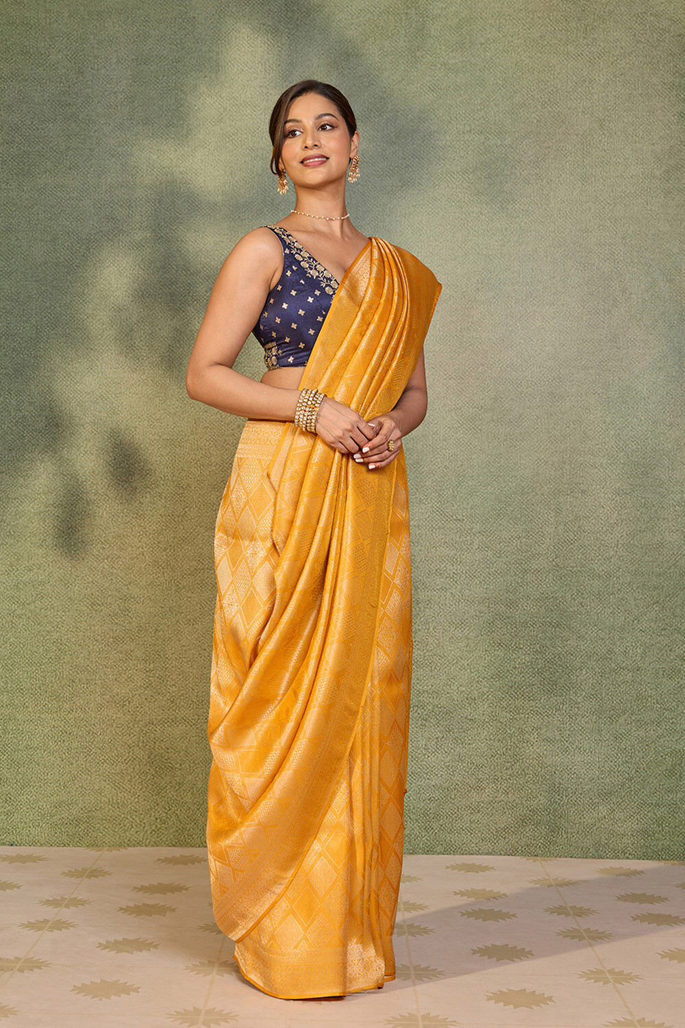 Yellow Woven Pure Viscose Saree image number null
