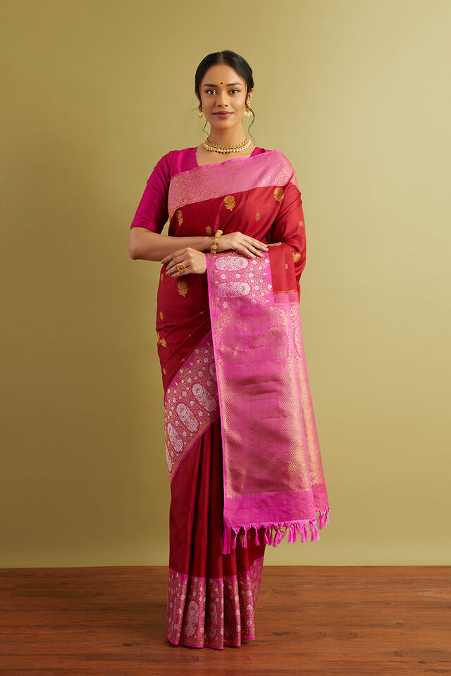 Red Woven Pure Silk Kanjivaram Saree