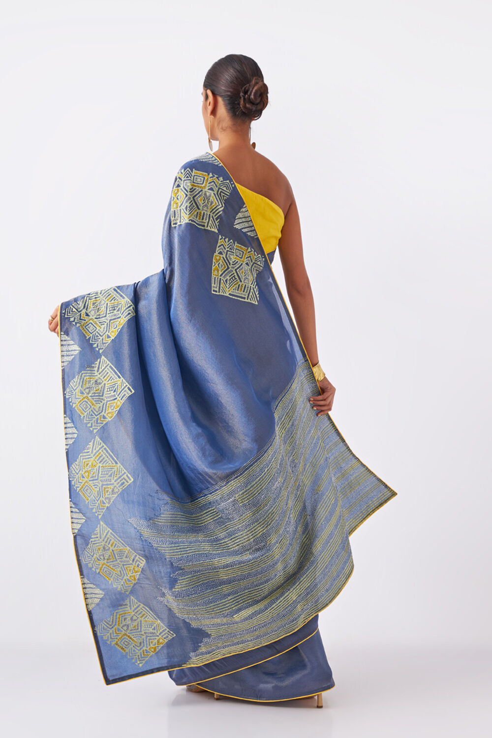 Blue Pure Organza Tissue Printed Saree image number null