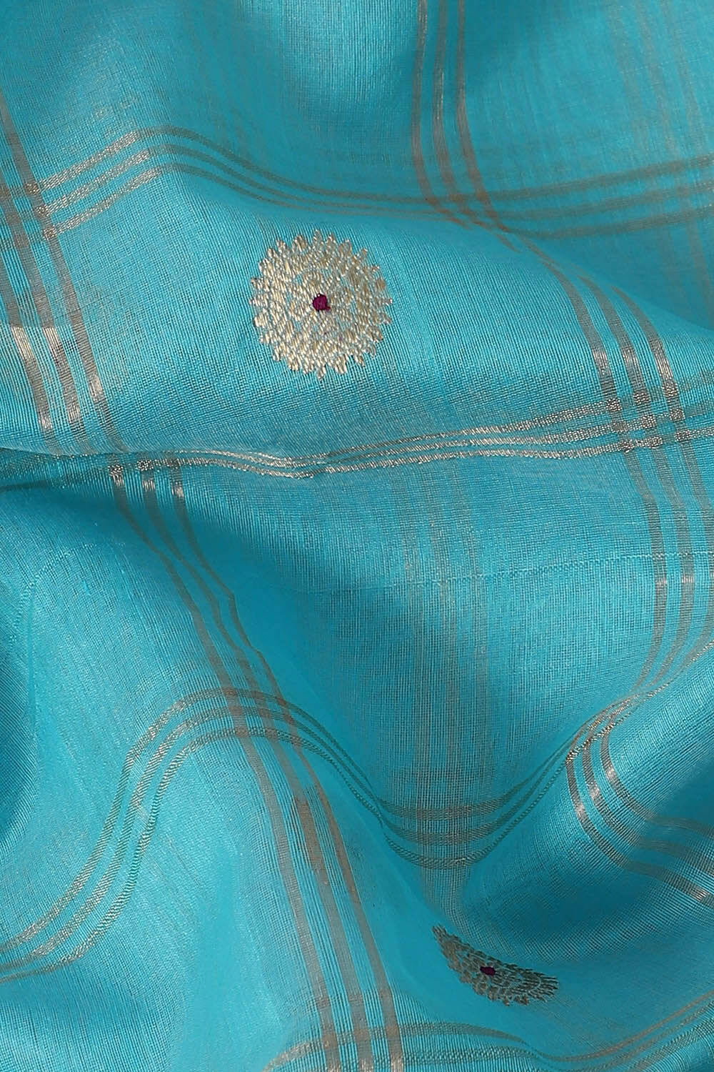 Light Blue Pure Silk Cotton Chanderi Saree image number null