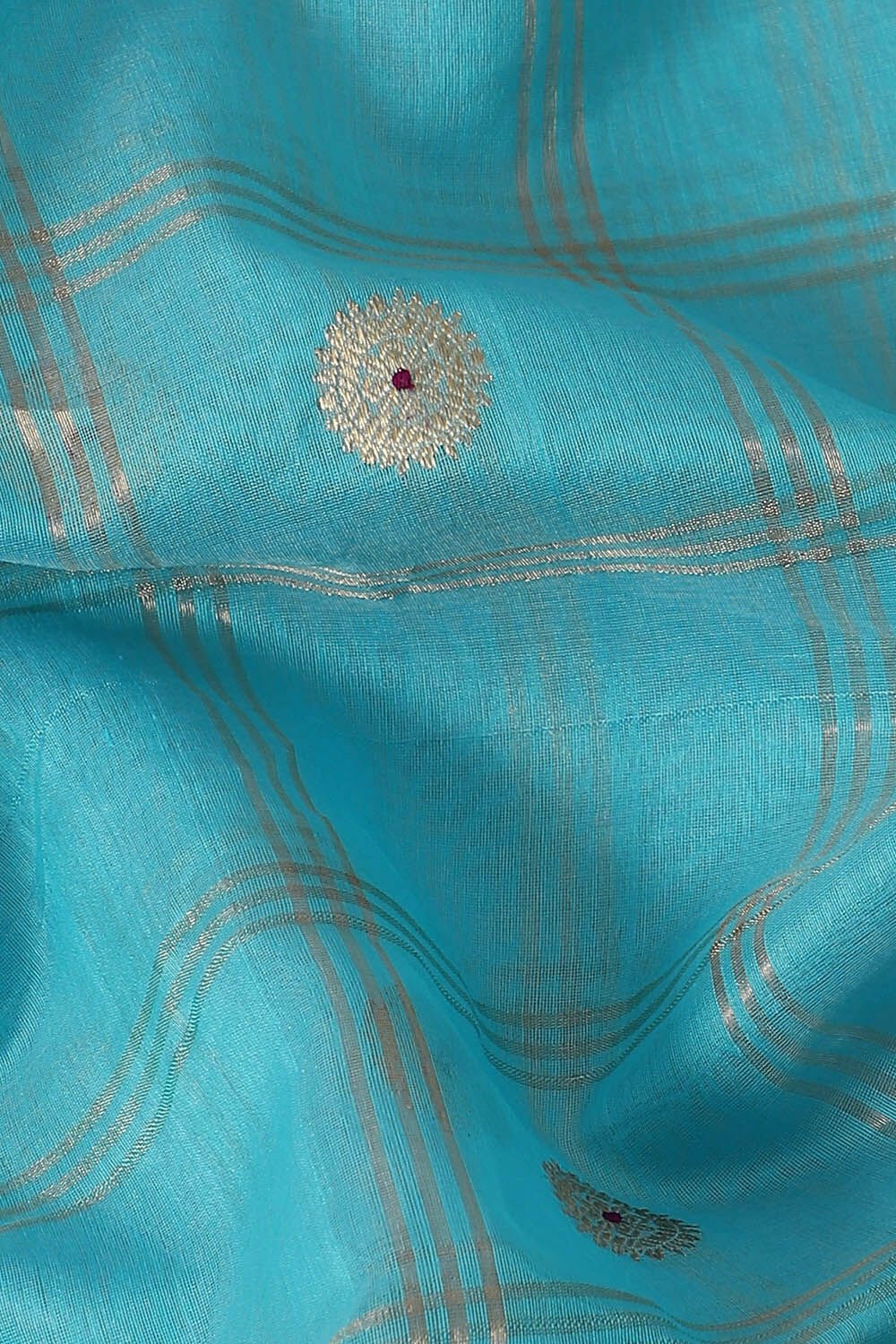 Light Blue Pure Silk Cotton Chanderi Saree image number null