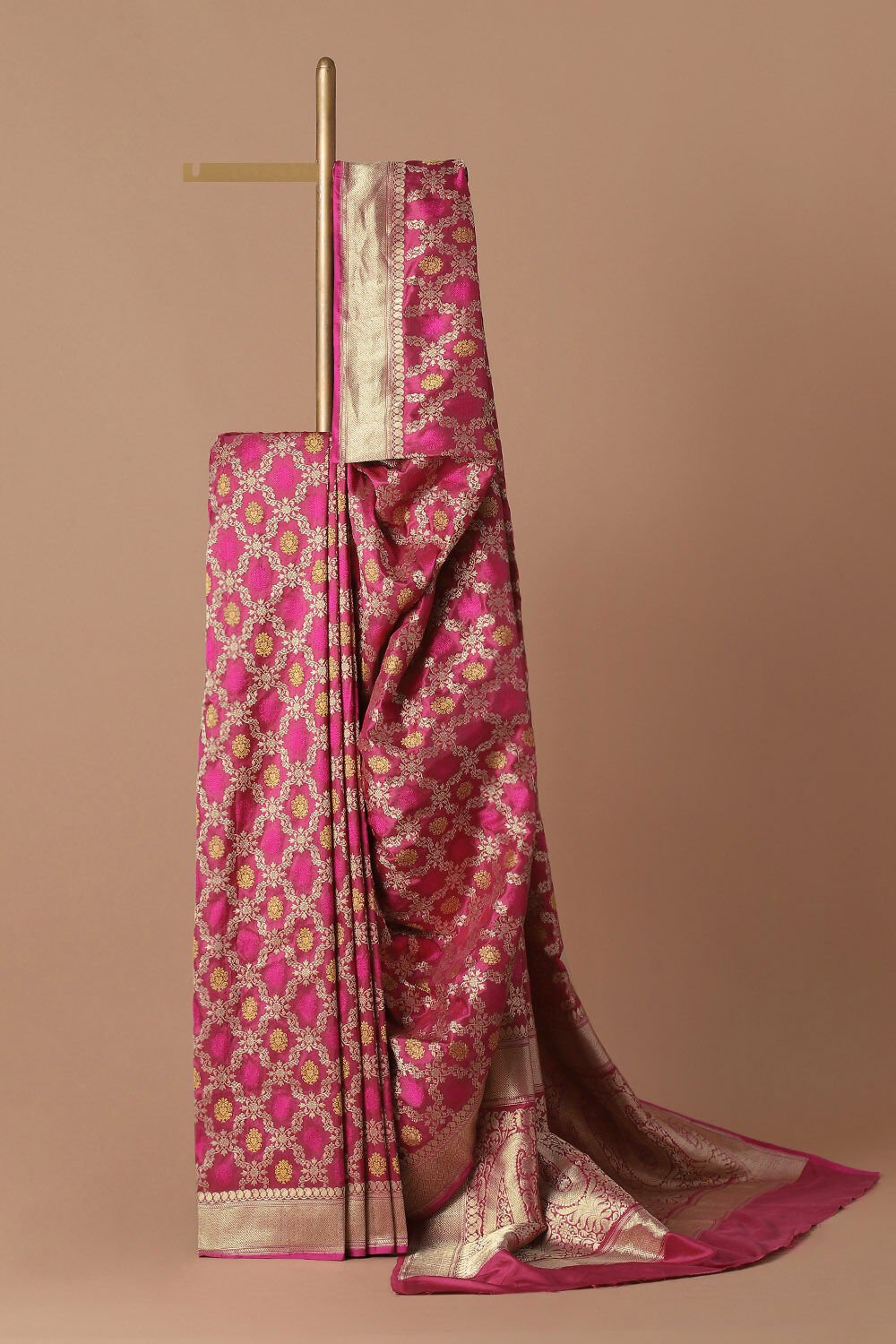 Dark Pink Pure Silk Banarasi Saree image number null